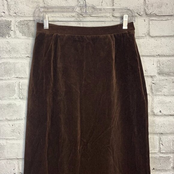 Vintage Union Made Chocolate Brown Velvet Maxi Pencil Skirt - Picture 2 of 13